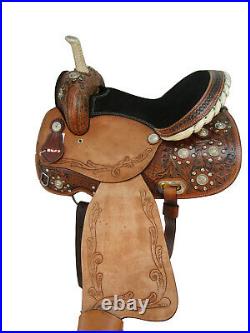 Used Western Horse Leather Saddle Tack Set Floral Tooled Barrel Show Trail Rodeo