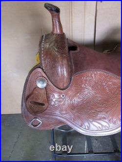 Used Western Leather Saddle Full Qh Barrel Trail Pleasure 16 Wood Tree