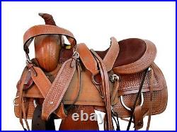 Used Orlov Hill Western Roping Saddle – 16/17 Inch, Tooled Leather, Full Quarter Horse Fit, Brown