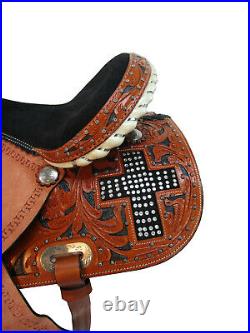 Used Western Saddle 15 16 17 Barrel Racing Floral Tooled Leather Rodeo Tack Set