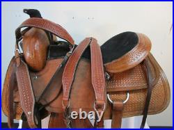 Used Western Saddle 16 17 Pleasure Horse Tooled Leather Roping Eanch Tack Set