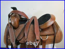 Used Western Saddle 16 17 Pleasure Horse Tooled Leather Roping Eanch Tack Set