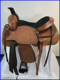 Used Western Saddle 16 17 Pleasure Horse Tooled Leather Roping Eanch Tack Set