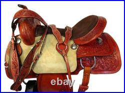 Used Western Saddle Barrel Racing Horse Trail Pleasure Tooled Leather Tack 15
