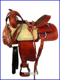 Used Western Saddle Barrel Racing Horse Trail Pleasure Tooled Leather Tack 15
