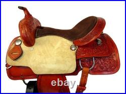 Used Western Saddle Barrel Racing Horse Trail Pleasure Tooled Leather Tack 15