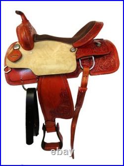 Used Western Saddle Barrel Racing Horse Trail Pleasure Tooled Leather Tack 15