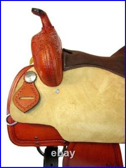 Used Western Saddle Barrel Racing Horse Trail Pleasure Tooled Leather Tack 15