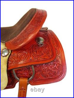 Used Western Saddle Barrel Racing Horse Trail Pleasure Tooled Leather Tack 15