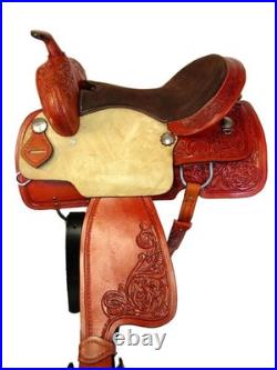 Used Western Saddle Barrel Racing Horse Trail Pleasure Tooled Leather Tack 15