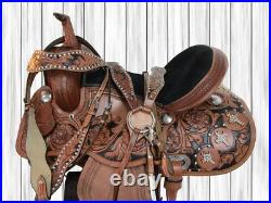Used Western Saddle Barrel Racing Pleasure Cowboy Horse Trail Tack Set 15 16 17
