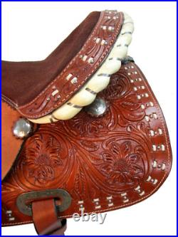 Used Western Saddle Barrel Racing Trail Horse Pleasure Leather Tack Set 15