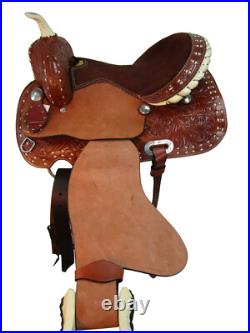 Used Western Saddle Barrel Racing Trail Horse Pleasure Leather Tack Set 15