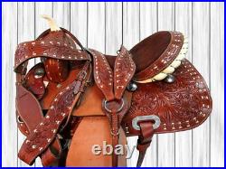 Used Western Saddle Barrel Racing Trail Horse Pleasure Leather Tack Set 15