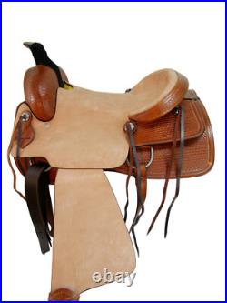 Used Western Saddle Horse Pleasre Trail Ride Hard Seat Rough Leather Tack 17 18