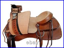 Used Western Saddle Horse Pleasre Trail Ride Hard Seat Rough Leather Tack 17 18