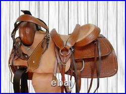 Used Western Saddle Horse Pleasre Trail Ride Hard Seat Rough Leather Tack 17 18