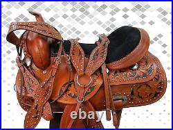 Used Western Saddle Pleasure Trail Barrel Racing Horse Leather Tack 15 16 17 18