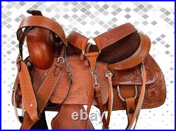 Used Western Saddle Roping Ranch Horse Pleasure Tooled Leather Tack 15 16 17 18