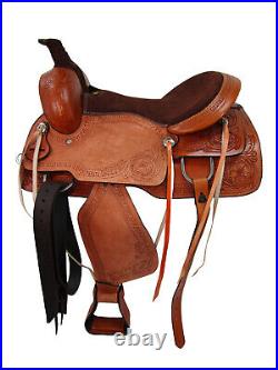 Used Western Saddle Roping Ranch Tooled Leather Horse Pleasure Tack 15 16 17 18