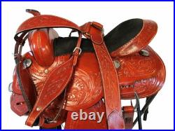 Used Western Saddle Trail Pleasure Detailed Floral Tooled Leather Tack Set 16