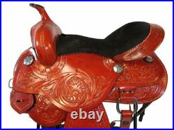 Used Western Saddle Trail Pleasure Detailed Floral Tooled Leather Tack Set 16