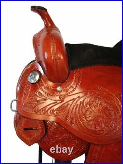 Used Western Saddle Trail Pleasure Detailed Floral Tooled Leather Tack Set 16