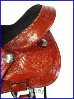Used Western Saddle Trail Pleasure Detailed Floral Tooled Leather Tack Set 16