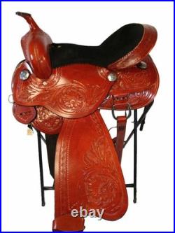 Used Western Saddle Trail Pleasure Detailed Floral Tooled Leather Tack Set 16