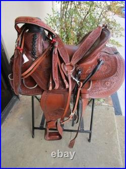 Used Western Saddle Trail Pleasure Hard Seat Leather Barrel Racing 15 16 17 18