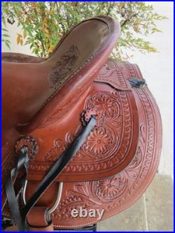Used Western Saddle Trail Pleasure Hard Seat Leather Barrel Racing 15 16 17 18