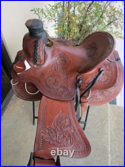 Used Western Saddle Trail Pleasure Hard Seat Leather Barrel Racing 15 16 17 18