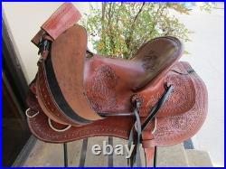 Used Western Saddle Trail Pleasure Hard Seat Leather Barrel Racing 15 16 17 18