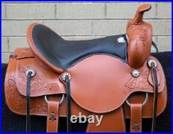 Used Western Trail Saddle Horse Pleasure Floral Tooled Leather Tack 18 17 16 15