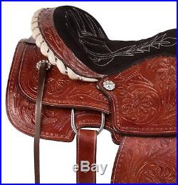 Used Western Wade Tree Ranch Roping Trail Leather Horse Saddle Tack 15 16