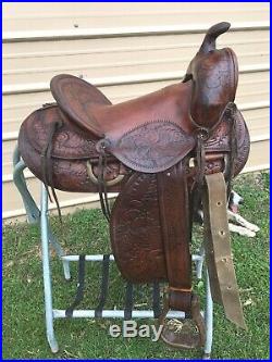 Used/vintage 14 JC Higgins tooled leather/ slick seat Western saddle US made