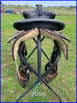 Used/vintage Big Horn 15.5 black Western parade saddle withtapaderos