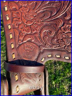 Used/vintage Big Horn 15 buckstitched & /tooled Western trail /pleasure saddle