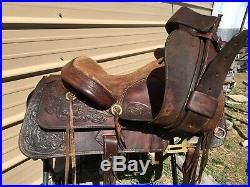 Used/vintage Simco 15 tooled leather Western trail / pleasure saddle US made