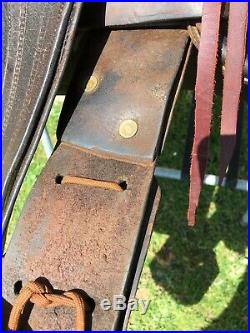 Used/vintage/antique 16 slick seat Western high back ranch saddle