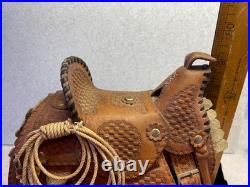 VTG Pugsley Brasil Salesman Sample Leather Saddle w Wood Stand Very good 9
