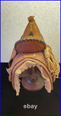 VTG Pugsley Brasil Salesman Sample Leather Saddle w Wood Stand Very good 9
