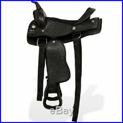 VidaXL Western Saddle with Breast Collar&Horse Headstall Real Leather 12 Black