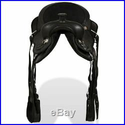 VidaXL Western Saddle with Breast Collar&Horse Headstall Real Leather 12 Black