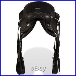 VidaXL Western Saddle with Breast Collar&Horse Headstall Real Leather 13 Black