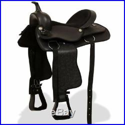 VidaXL Western Saddle with Breast Collar&Horse Headstall Real Leather 15 Black