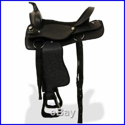 VidaXL Western Saddle with Breast Collar&Horse Headstall Real Leather 17 Black