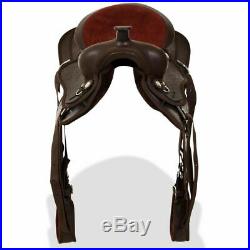 VidaXL Western Saddle with Horse Headstall&Breast Collar Real Leather 13 Brown