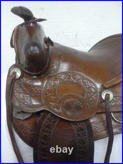 Vintage Collector Hess and Hopkins 14 Western Saddle Used Regular Quarter Bar