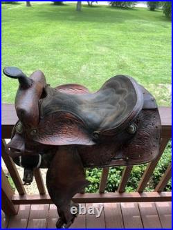 Vintage Easy Rider Action Saddle Tooled Leather Western Horse Saddle 22x16